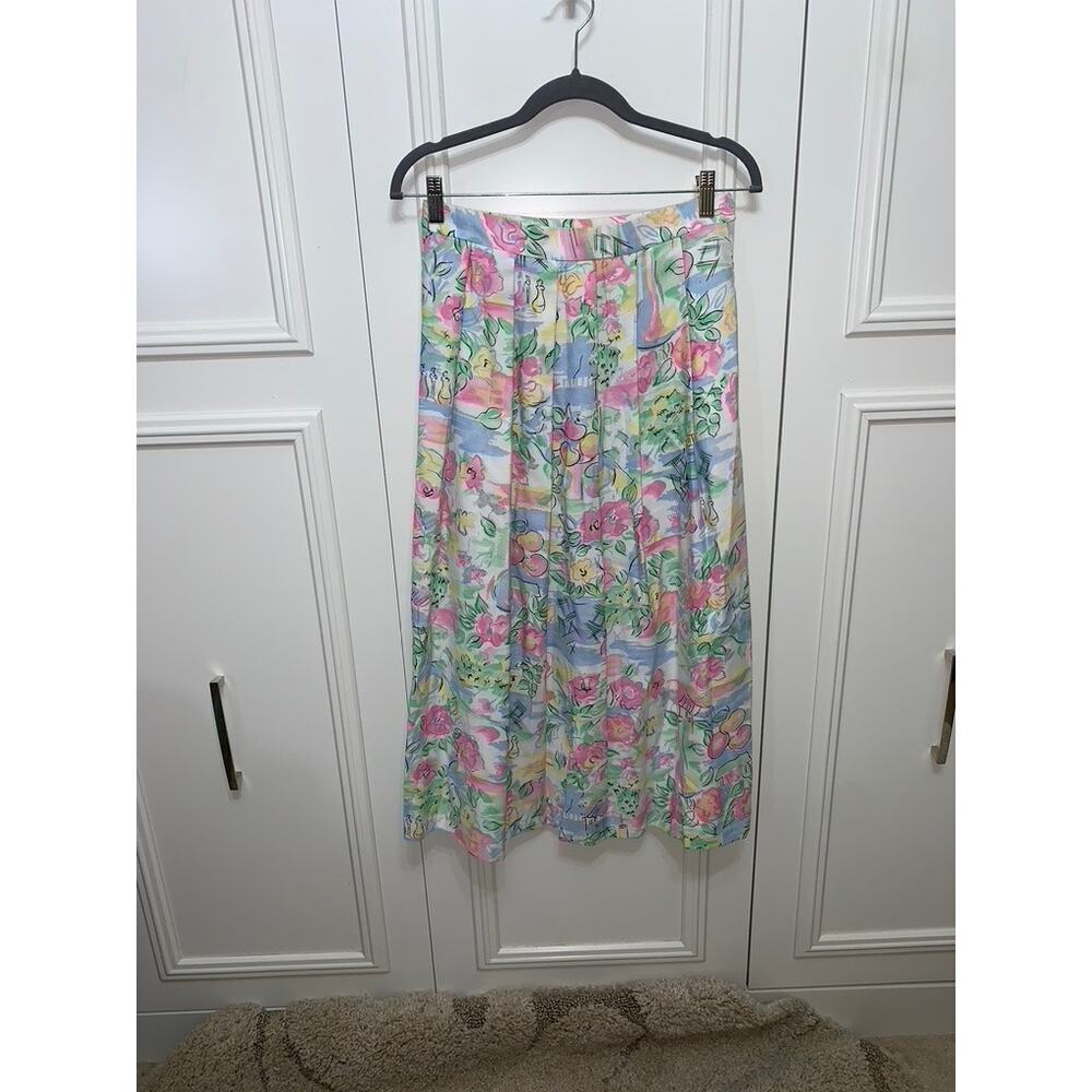 Koret Vintage Floral Pleated Midi Skirt Women's Size 10 Multicolor
